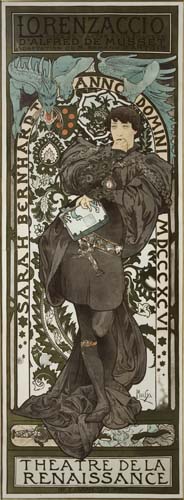 ALPHONSE MUCHA (1860-1939) LORENZACCIO. 1896. 80 x 29 inches. F. Champenois, Paris.